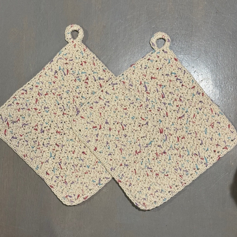 Handmade Crochet Facecloths Dishcloths Bath Scrubbies, 100% Cotton - 9”
